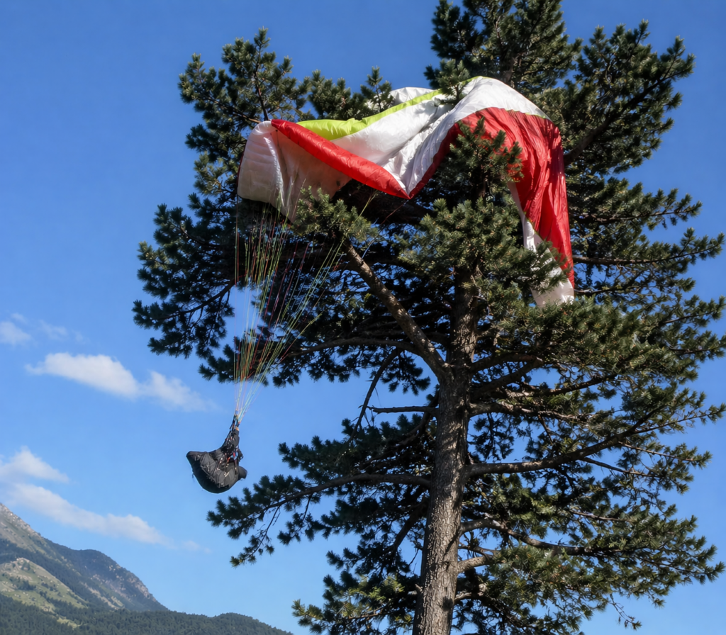 Récupération parapente arbre